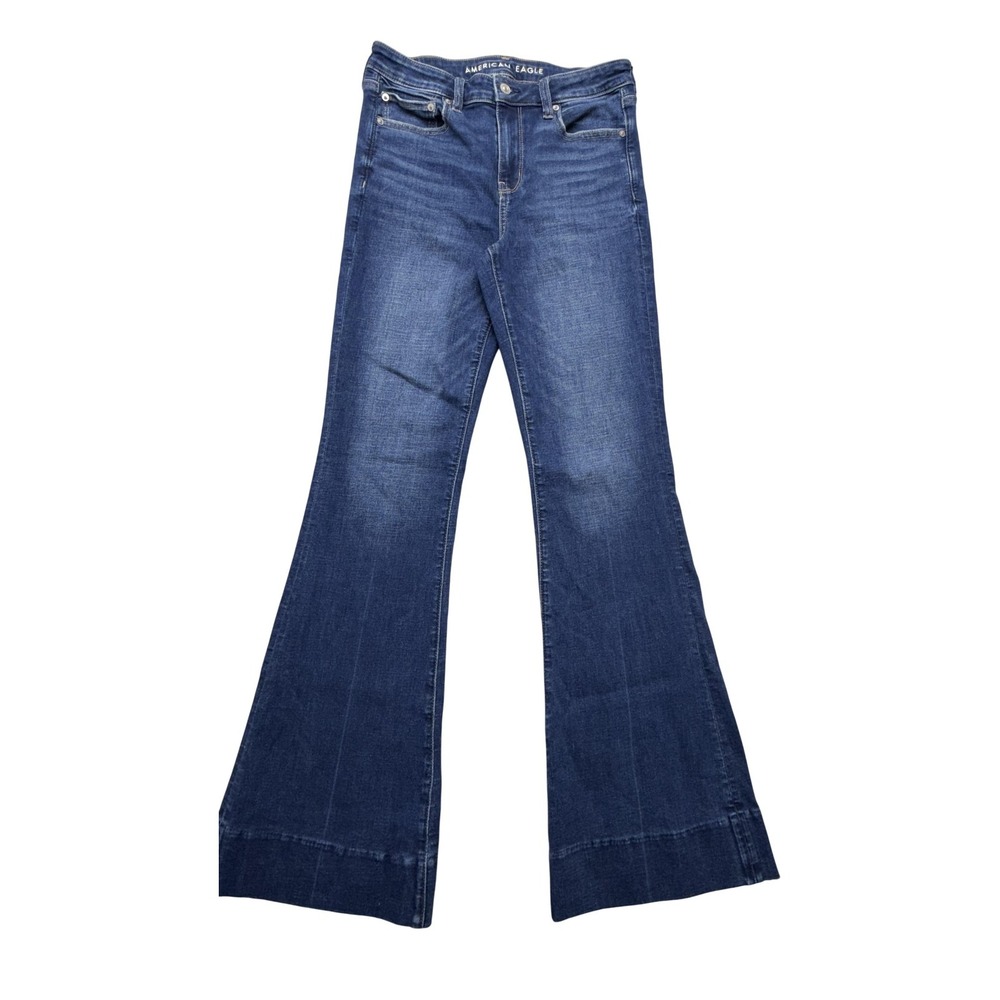 American Eagle Jeans Womens 30x31 Blue High Rise Flare Stretch Tag 8 Long Denim